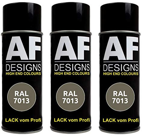 Alex Flittner Designs 3X Ral Pintura en Espray Pintura Coche Laca Colorida Lata de Aerosol RAL7013 Marrón Gris Brillante