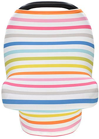 SoulQ Farbenfrohe Baby-Stilldecke, vielseitig verwendbar, dehnbare Babyschalenbezüge, Kinderwagen-Abdeckung, Babyschalen-Baldachin, kein Berühren des Stillens (Stil 4)