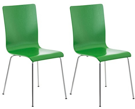 CLP 2er-Set Wartezimmerstuhl Pepe mit ergonomisch geformten Holzsitz und Metallgestell I 2X Konferenzstuhl I erhältlich Farbe grün