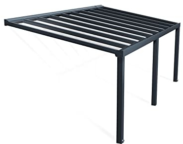 Canopia by Palram Terrassenüberdachung Alu Stockholm 3.4X6.6 Polycarbonat Hohlkammerplatten Pergola 660 x 341 cm Grau zur Überdachung ihrer Terrasse