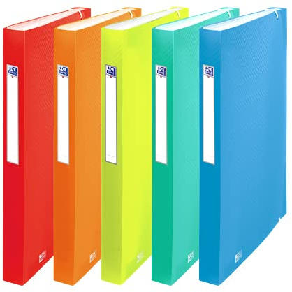 Oxford Fächermappe A4, 8 Fächer, transparenter Kunststoff, 5 Farben, 10 Stück