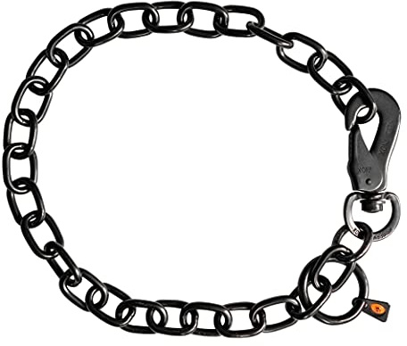 Sprenger Hundehalskette mit Sprenger Haken aus Edelstahl rostfrei 4 mm I Größe individuell einstellbar I Halskette - schwarz (74 cm)