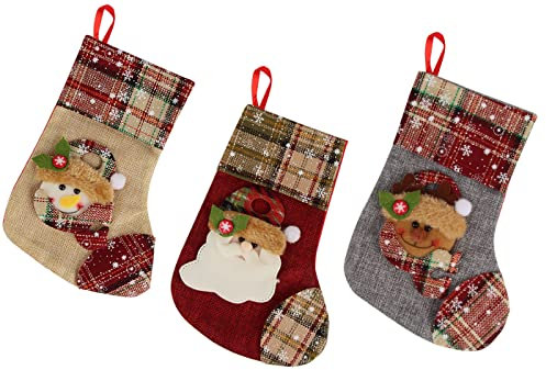 XiXiRan Weihnachtsstrumpf, 3 Stück Nikolausstiefel Zum Befüllen und Aufhängen, Weihnachtsdeko Strümpfe, Christmas Stocking Auf Bonbontüte Geschenktüte für Kamin Weihnachtsbaum