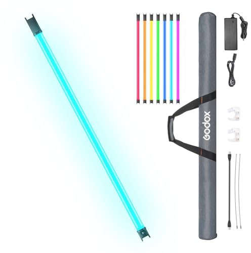 Godox TL120 RGB Tube Light, 2700K-6500K Rechargeable Dimmable Full Color LED Video Light Stick, CRI 96, TLCI 98 with Built-in 5200mAh Battery and APP DMX Control