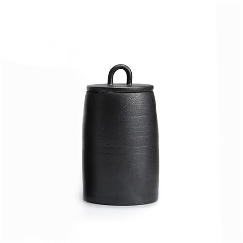 Crysdaralovebi Japanese Ceramic Sealed Tea Caddy Coarse Pottery Large Vintage Spice Jar Household Candy Storage Tank Food Container Canister (H)