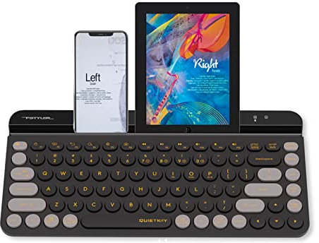 Bloody FBK30 Tastiera wireless multi-dispositivo QuietKey 2.4G e Bluetooth Dual Mode, fino a 4 dispositivi, portatile con supporto integrato per Mac iOS, Windows Android (ribes nero)
