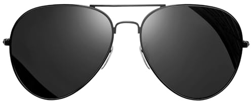 KANASTAL Gafas de Sol Hombre Negras Polarizadas Oscuras Mujer Grandes Retro Vintage UV400 Sunglasses Black Playa Pasear - Negro Montura Negras Lentes