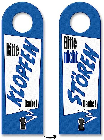 Bitte nicht stören oder klopfen Türhänger mit Schlüsselloch Motiv in blau als praktisches Türschild für Menschen die nicht gestört werden wollen wenn sie am arbeiten sind