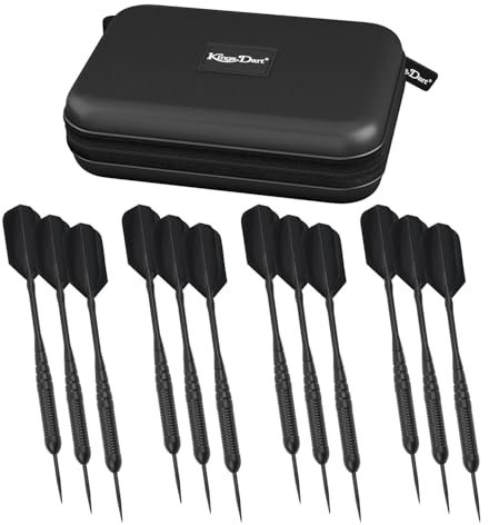 Kings Dart Steeldart-Set Black Star | inkl. Tasche | 3 Dartpfeile | Schwarze PVD-Beschichtung | Standardgewicht 23g | Profiqualität