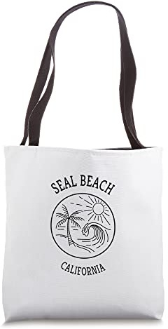 Retro Cool Seal Beach CA Fun Scenic Beach Wave Novelty Art Tote Bag