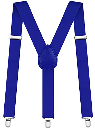 Aomig Hosenträger für Herren, Breit 3,5 cm mit Starken Metall Clips, Einstellbar und Elastisch Y Form, Einheitsgröße für Männer und Damen Arbeitshosen (Blau)
