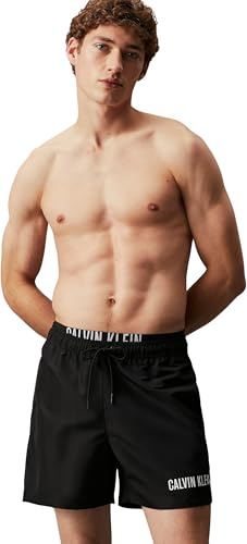 Calvin Klein Short de Bain Homme Medium Double Mi-Long, Noir (Pvh Black), M