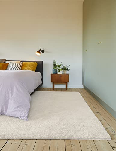 Carpet Studio Utah Hochflor Teppich Crème, Teppich Wohnzimmer 190x290cm, Teppich Flauschig Schlafzimmer, Wohnzimmerteppich