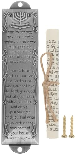 Garneck Mezuzah - Adorno para puerta judío de metal como decoración religiosa, decoración retro para la pared y la puerta del hogar para el hogar, la oficina y como regalo significativo