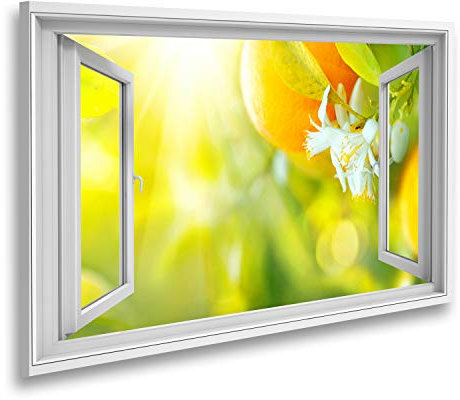 islandburner Prime Bild auf Leinwand Fensterblick Blühender Orangen oder Zitronenbaum Ges Bilder Wandbilder Poster