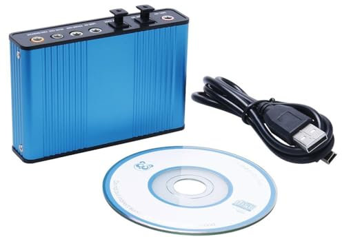Tarjeta de Sonido, Tarjeta de Sonido Externa de 6 Canales, USB 2.0, Externa 5.1, Sonido Envolvente óptico, S/PDIF, Adaptador para PC portátil (Azul)