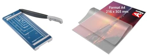 Dahle 502 Papierschneider (Bis DIN A4, 8 Blatt Schneidleistung) blau & Albyco - Laminierfolien A4 Qualität 160 Micron (2x80) - 100 Stück