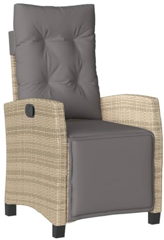 vidaXL Gartensessel mit Fußteil Verstellbar Beigemischung Poly Rattan