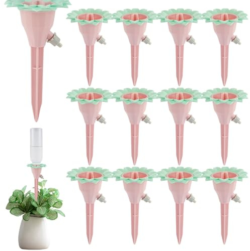 12Pcs Self Watering Spikes, Automatic Watering Devices with Water Control Valve Adjustable Watering Spikes Self Watering Planter Insert for Indoor Garden Watering
