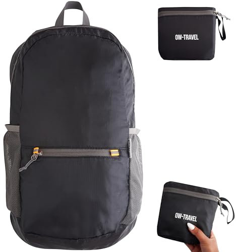 OW-Travel Faltbarer Rucksack Ultraleicht. Kleiner Rucksack Faltbar und Daypack. Platzsparend verstaubar. 20-Liter-Stauraum: Tagesausflüge, Städtereisen: Unverzichtbar im Urlaub