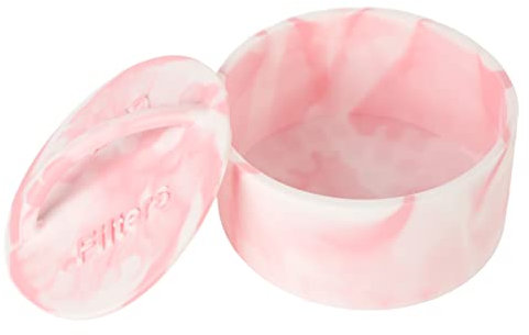 Support de Stockage de Filtre à café, Organisateur de Filtre à café, Support en Silicone Léger, Distributeur de Filtre à café Rond Anti-poussière pour café à Domicile (Rose Blanc)