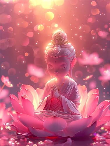 Blumen Diamond Painting Erwachsene, Diamant Painting Katzen Bilder, Diamond Painting Eckige Steine, DIY Diamant Kunst Malerei Stickerei Set Kreuzstich Wanddeko Geschenk - Buddha Figur 100x130cm Y648