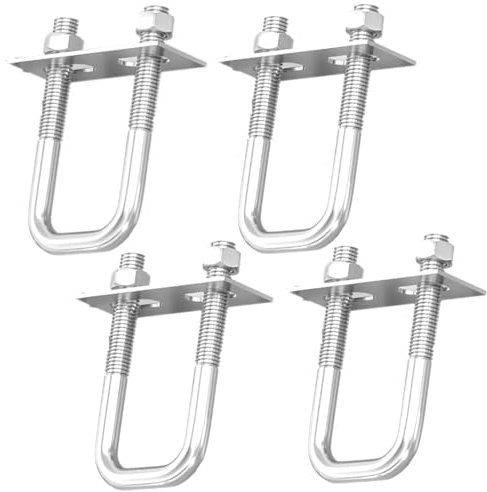 Boulons en U Paquet de 4 boulons carrés en Acier Inoxydable M10, Collier de Serrage en U carré Assorti avec écrous et Plaque de Cadre pour remorque de Bateau pour la Fixation
