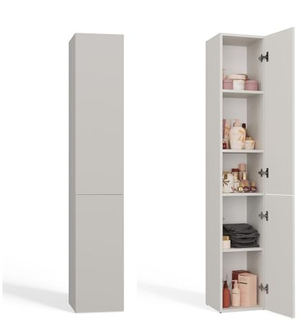 ADGO Badezimmerschrank - 31x174x30 cm - Kashmir - Kleiderschrank - Badezimmermöbel - Badezimmerregal - Aufbewahrungsschrank - Bad Hochschrank - Badezimmerschrank Hoch - Mehrzweckschrank