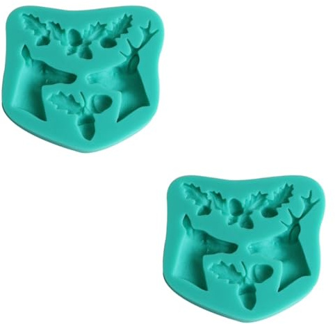 Garneck Lot De 2 Moules À Chocolat En Forme De Renne En Silicone Antiadhésifs Pour Gâteaux De Noël Pour Friandises Maison