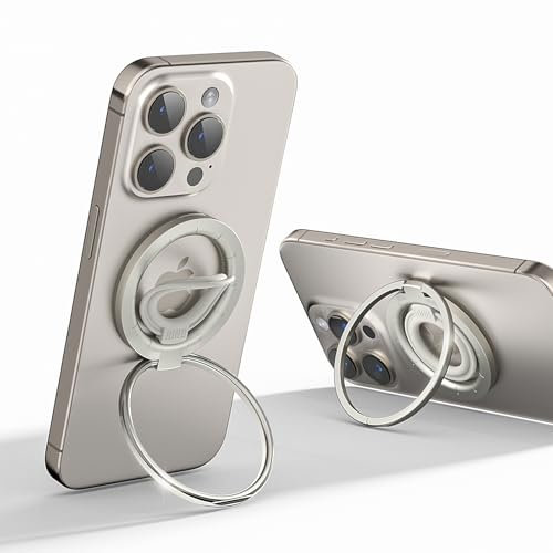 QBrand Supporto magnetico per anello del telefono per MagSafe, cavalletto rotante a 360 gradi con supporto magnetico su due lati, anello in lega di zinco per iPhone 16 15 14 13 12,tutti gli smartphone