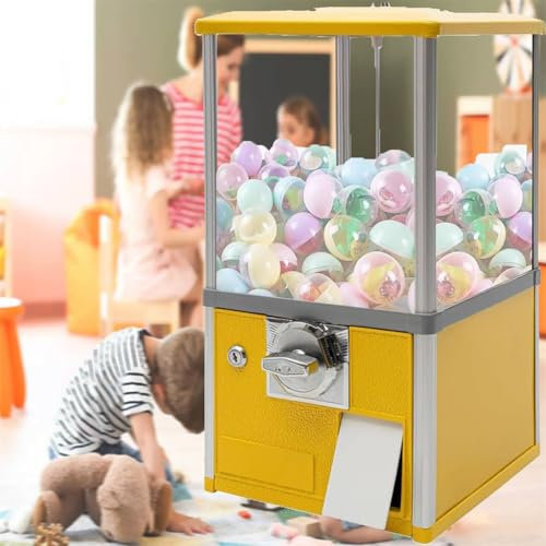 Distributeur Automatique de Capsules, Distributeur Automatique de Bonbons, pour Les Magasins de DéTail, Distributeur de Capsules Rondes Rebondissantes pour 4,5 à 5,5 Cm pour Les Magasins Jeux,Yellow