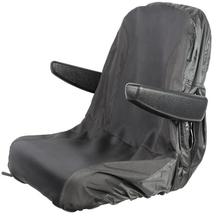 Shkalacar Funda de asiento para cortacésped, funda de asiento impermeable para tractor con 2 bolsillos de almacenamiento, tamaño mediano, negro
