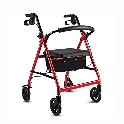 Rollator für ältere Menschen mit Sitz und Handbremse – Aluminium Faltbare Gehhilfe für Erwachsene – Rollator Gehgestell Einkaufswagen