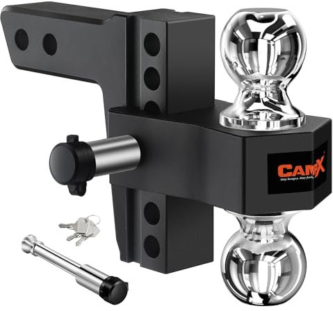 Adjustable Trailer Hitch Fits 2 inch Receiver, Aluminum Tow Hitches with 6-Inch Drop/Rise 14,500 LBS GTW for Heavy Duty Towing Ball Mounts for RV,SUV, ATV and Truck etc