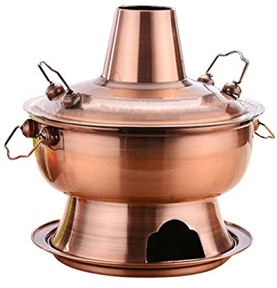 Pentola calda in rame, Pentola Shabu vintage, pentola calda vintage, pentola calda Shabu, padella con camino for carbone, pentola for zuppa cinese in acciaio inossidabile, pentole for feste in cucina