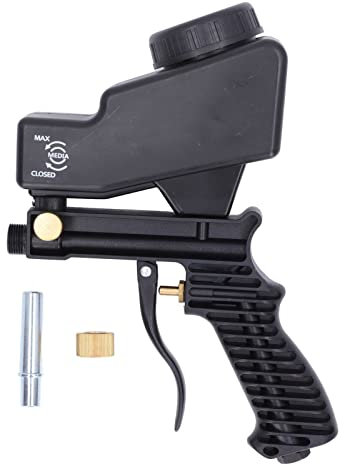 Sandstrahlpistole, Sandstrahlgerät mit Stahlkörnung Zum Entfernen von Farbrost und Schmutz, Kompakte Größe für Einfache Lagerung und Transport (Black)