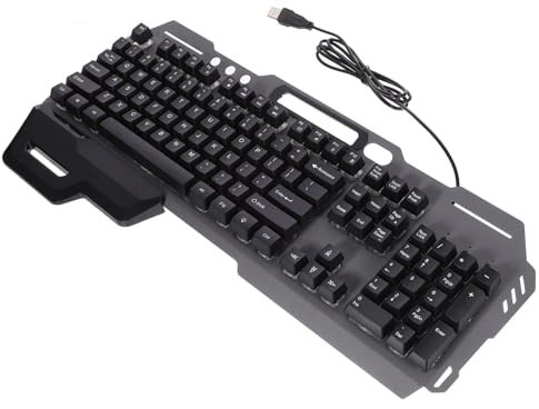jojofuny Clavier Filaire Pleine Taille 104 Touches avec Repose-Poignet Ergonomique Noir en Abs, Performance Étanche et Uniformité des Forces Appliquées pour Usage à Domicile ou Café