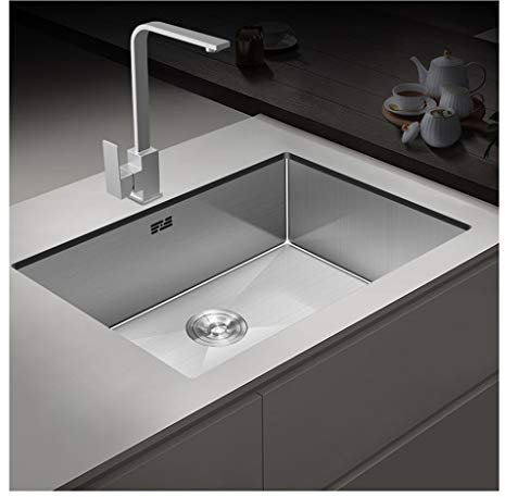 WOTZOV Universalspüle, große Größe, Edelstahl, schwarz, Einzelspüle, Küchenspüle, Tank, Küche, Haushalt, Geschirrspülbecken, Unterbaumontage, Küchenspüle,Eine Farbe C