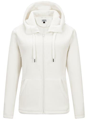 Outdoor Ventures Women's Full Zip Hooded Fleece Jacket Coat with 6 Pockets, Warm Soft Polar Fleece Casual Hoodie Sweatshirt