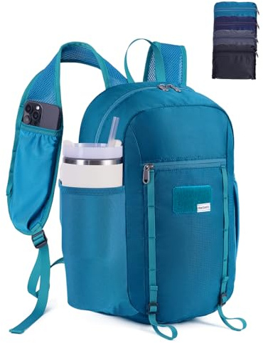 Blue Quartz 15L Hiking Backpack with Chest Pockets for Phone, Ultralight Hiking Daypack with Sternum Straps, Lightweight Foldable Packable Back Pack for Women Men(patent pending)