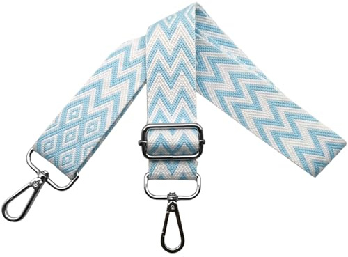 Taschengurte zum Wechseln, Verstellbarer Schultergurt für Taschen, Taschengurt Breit 3.8cm Schulterriemen mit Karabiner Silber, Umhängegurt für Damen Tragegurt Taschen DIY, Hellblau, X33