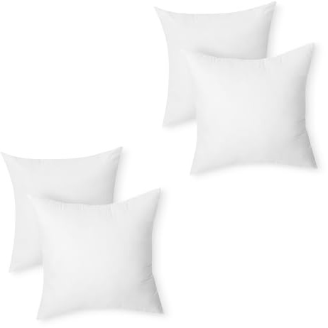 Amazon Basics Square Hypoallergenic Pillow Insert, Sofa Bed Couch Decorative Stuffer, 18 inch, Machine Washable, Compressed, Soft, 4-Pack