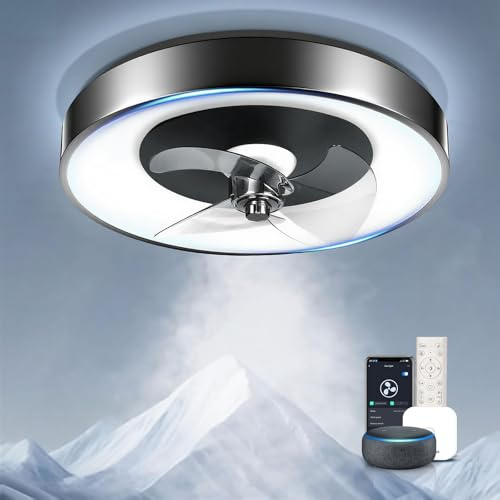 Aigostar- Deckenventilator Alexa mit Beleuchtung, 40W, 4400LM, 2700K-6500K Dimmbar, Deckenlampe Ventilator LED Leise mit Fernbedienung und Gateway, 6 Geschwindigkeiten, φ50CM