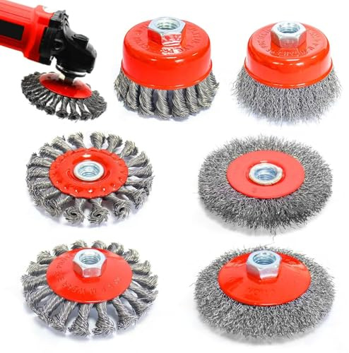 Cepillos de alambre para amoladoras angulares, accesorios para amoladoras angulares, diámetros de 115 mm y 125 mm, con modelos M14 para taladros, pulido, amolado