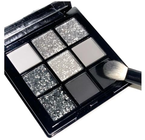 9 Farben Braune Lidschatten Palette, Glitzer Lidschatten Matt Schimmer Natürlich Langanhaltend Wasserdicht Hoch Pigmentiert Smokey Eyeshadow Palette Für Frauen Augen Make-up (Black Gray)