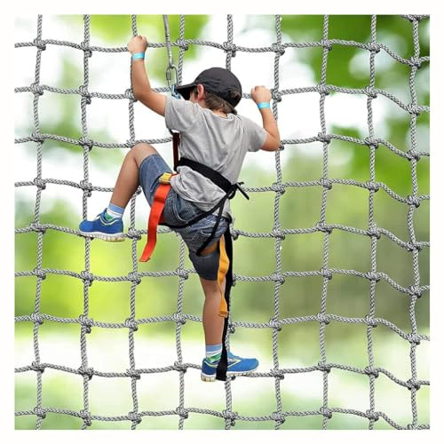 Filet De Sécurité pour Enfants Filet Escalade, Corde d'escalade Exterieur Descalade Grimper Suspendu Arbre Grand Climbing Rope Ladder Nylon(14mm-18cm,1X2m/3.3X6.6ft)