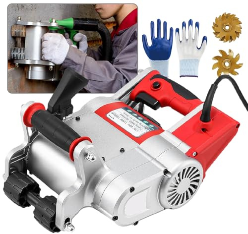 TBANVOO Acanalador de Pared 1100W, Máquina Eléctrica de Corte de Ranuras, Herramienta de Ranurado para Hormigón-Ladrillo 2000 RPM con Profundidad Ajustable 15-30mm, Ancho de Ranura 25/35mm Red-220V