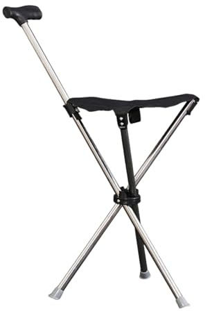 Canne Pliable avec Chaise | Chaise de Marche Portable – Support Ergonomique avec béquille, Aide à la mobilité pour Les Voyages en Plein air, Parc, Visite, Voyage, Escalade, randonnée, Pique-Nique