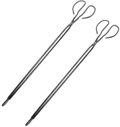 TOPPERFUN 2Pcs Sturdy Iron Firewood Tong Outdoor Cleaning Picker for Barbecue Fireplace Camping Picnic Grill Fire Pit Maintenance
