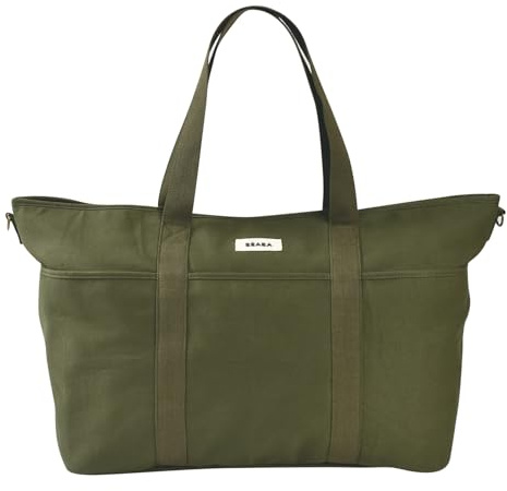BÉABA Baby Changing Bag Madrid XXL 44L – Extra Large Diaper Bag Tote, Unisex for Mom and Dad, 11 Pockets, Insulated Pocket, Stroller Clips, Padded Changing Mat – Khaki